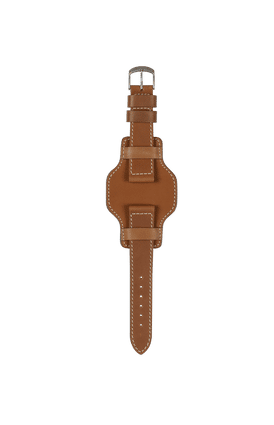 Brown calfskin strap with leather underlay