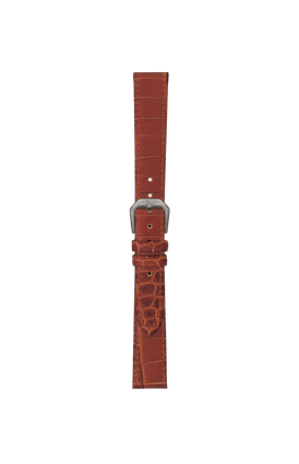 Cognac-coloured cowhide leather strap with alligator leather embossing