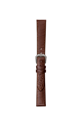 Mocha-coloured cowhide leather strap with alligator leather embossing