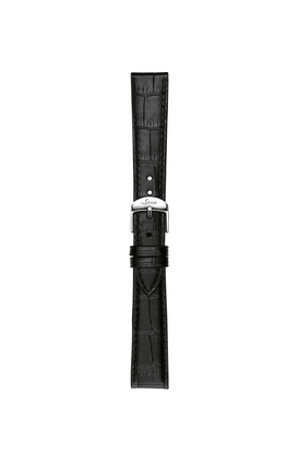 Black cowhide leather strap with alligator leather embossing