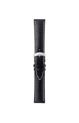 Black cowhide leather strap with alligator leather embossing