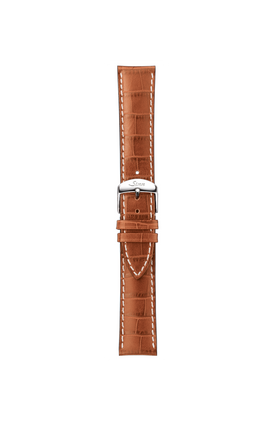 Cognac-coloured cowhide leather strap with alligator leather embossing