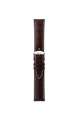 Mocha-coloured cowhide leather strap with alligator leather embossing