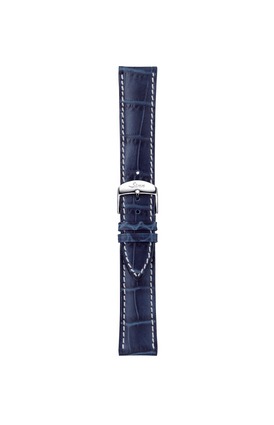 Blue cowhide leather strap with alligator leather embossing