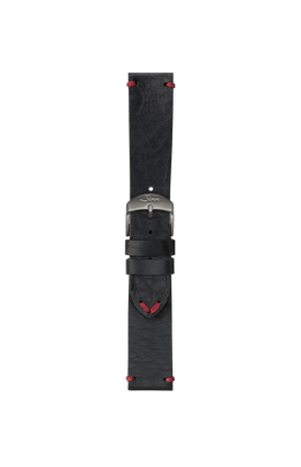 Black cowhide leather strap in Vintage-Style