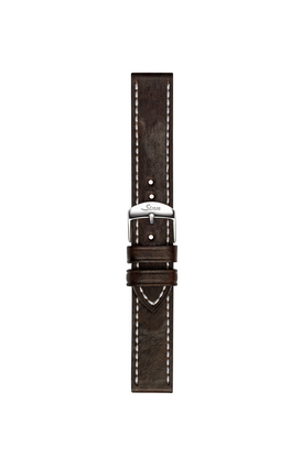 Dark brown cowhide leather strap in Vintage-Style