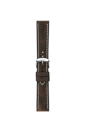 Dark brown cowhide leather strap in Vintage-Style