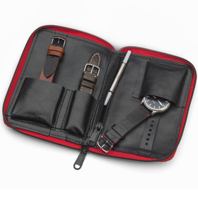 SINN travel case for two watches with leather strap